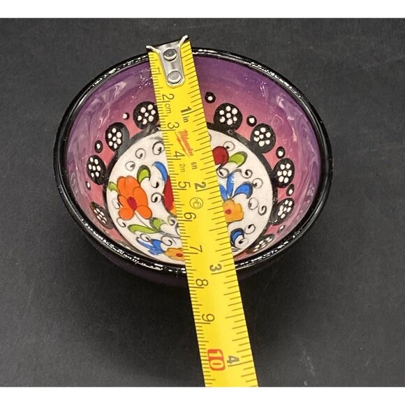 Mexican Hand Painted Tulip Mini Bowl Trinket Side Dish Red Salt Cellar - Picture 8 of 8